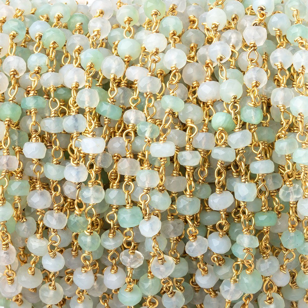 4mm Blue Peruvian Opal Faceted Rondelle Beads on Vermeil Chain (ONLINE ORDER ONLY)