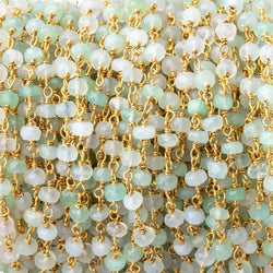 4mm Blue Peruvian Opal Faceted Rondelle Beads on Vermeil Chain (ONLINE ORDER ONLY)