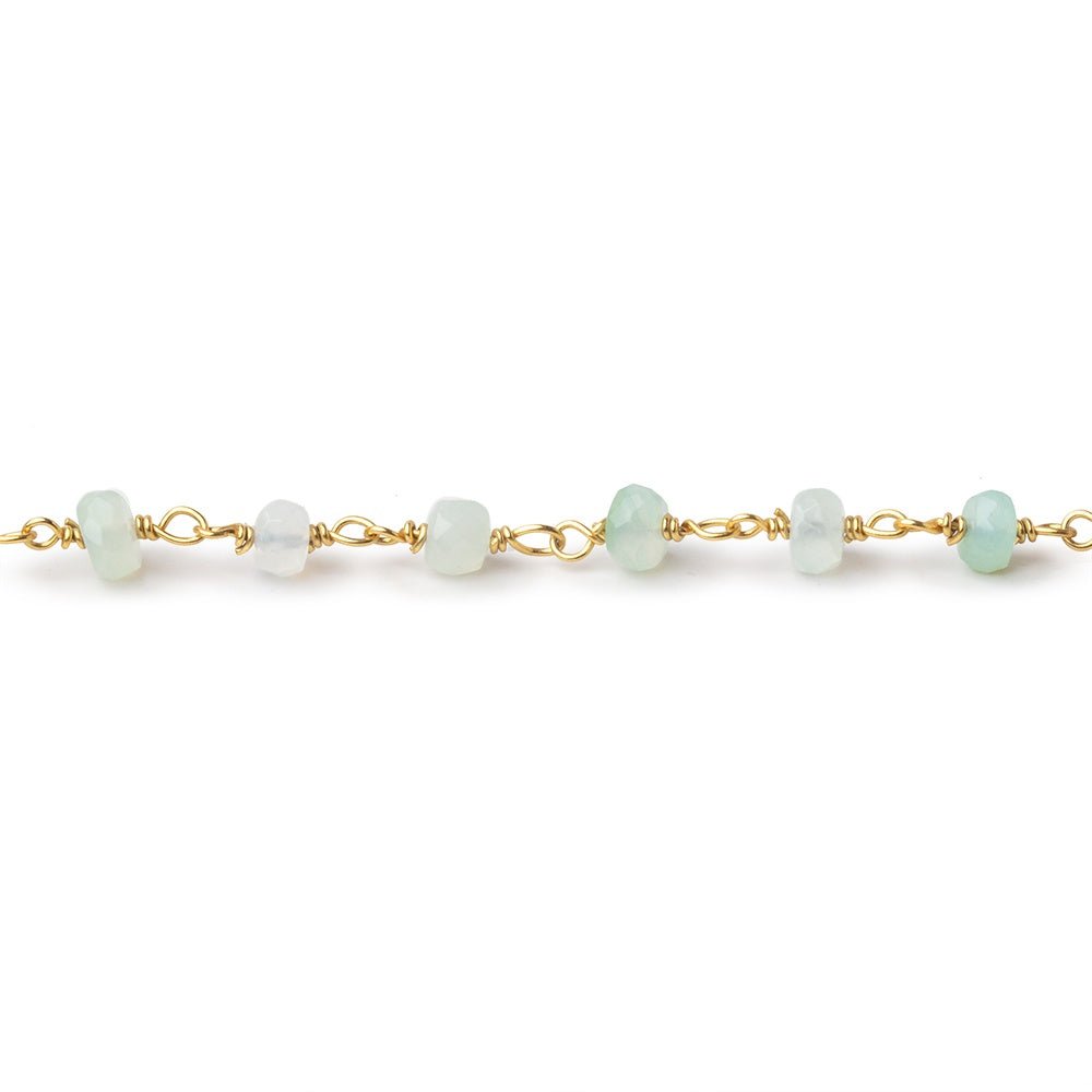 4mm Blue Peruvian Opal Faceted Rondelle Beads on Vermeil Chain (ONLINE ORDER ONLY)