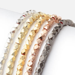 4mm Brushed Faceted Nugget Beads 8 inch 45 pieces (ONLINE ORDER ONLY)
