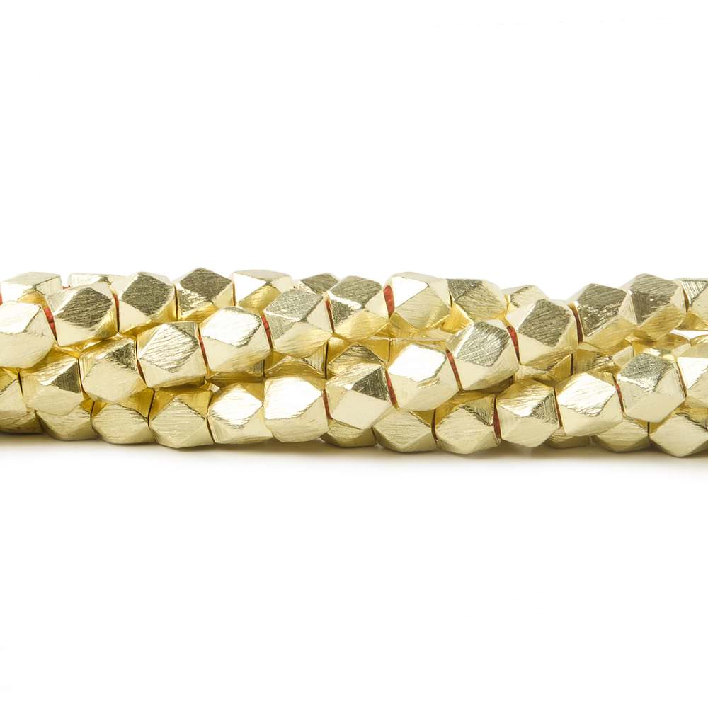 4mm Brushed Faceted Nugget Beads 8 inch 45 pieces (ONLINE ORDER ONLY)