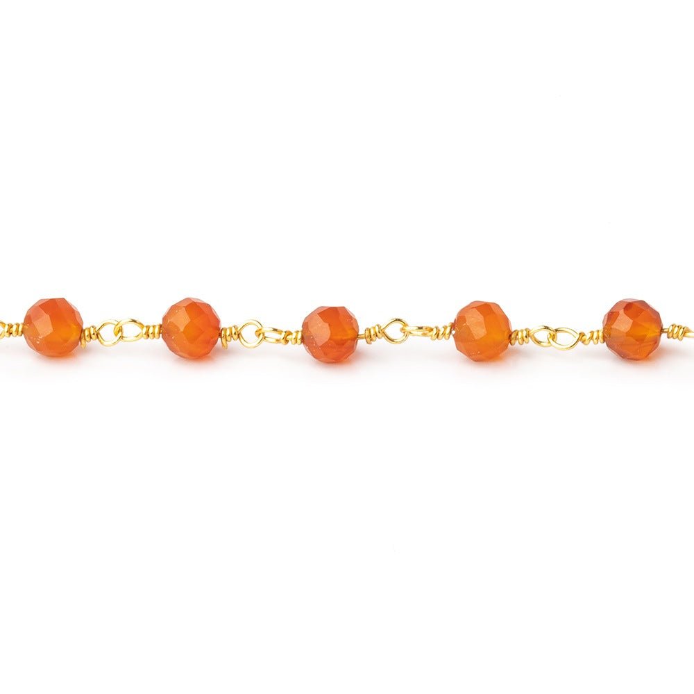 4mm Carnelian Micro Faceted Rounds on Gold Plated Chain (ONLINE ORDER ONLY)
