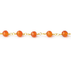 4mm Carnelian Micro Faceted Rounds on Gold Plated Chain (ONLINE ORDER ONLY)