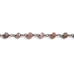 4mm Chocolate Moonstone faceted rondelle Black Gold Chain by the foot 34 pcs (ONLINE ORDER ONLY)