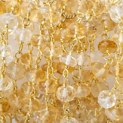 4mm Citrine and Crystal Quartz faceted rondelle Vermeil Chain by the foot 40 pieces (ONLINE ORDER ONLY)