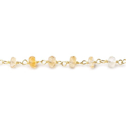 4mm Citrine and Crystal Quartz faceted rondelle Vermeil Chain by the foot 40 pieces (ONLINE ORDER ONLY)