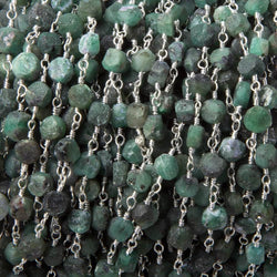4mm Frosted Emerald plain coin Black Gold Chain by the foot 31 pcs (ONLINE ORDER ONLY)
