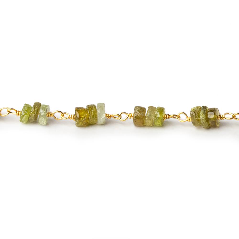 4mm Grossular Garnet plain heishi Vermeil Chain by the foot (ONLINE ORDER ONLY)