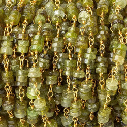 4mm Grossular Garnet plain heishi Vermeil Chain by the foot (ONLINE ORDER ONLY)