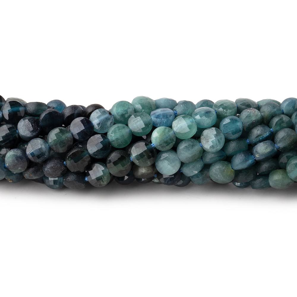 4mm Indicolite Blue Tourmaline Checkerboard Calibrated Faceted Coins 12.5 inch 85 pieces AA (ONLINE ORDER ONLY)