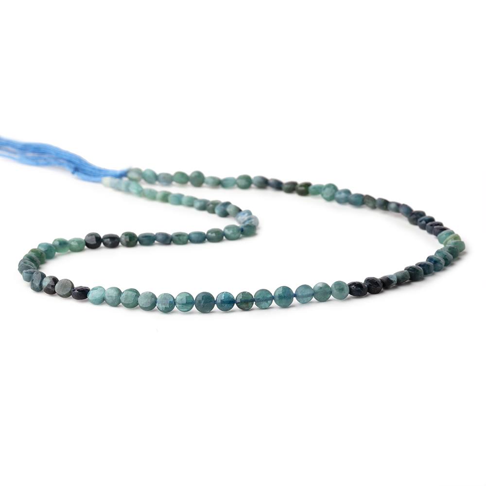 4mm Indicolite Blue Tourmaline Checkerboard Calibrated Faceted Coins 12.5 inch 85 pieces AA (ONLINE ORDER ONLY)