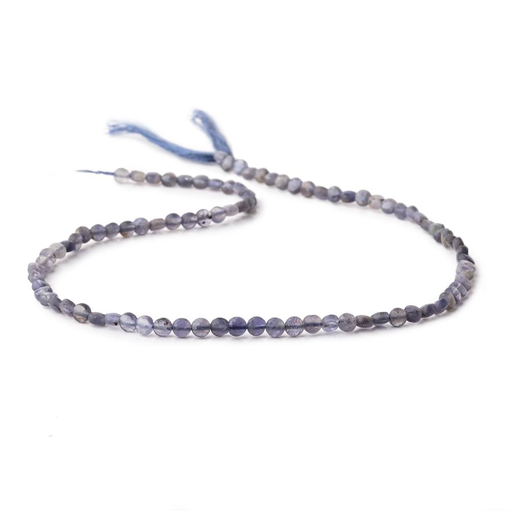 4mm Iolite Checkerboard Faceted Calibrated Coin Beads 12.5 inch 92 pieces (ONLINE ORDER ONLY)