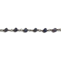 4mm Iolite faceted rondelle Black Gold Chain by the foot 34 pieces (ONLINE ORDER ONLY)