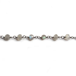 4mm Labradorite faceted rondelle Black Gold Chain by the foot 34 pieces (ONLINE ORDER ONLY)