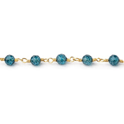 4mm London Blue Quartz Micro Faceted Rounds on Gold Plated Chain (ONLINE ORDER ONLY)