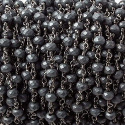 4mm Matte Hematite faceted rondelle Black Gold chain by the foot 35 pieces (ONLINE ORDER ONLY)
