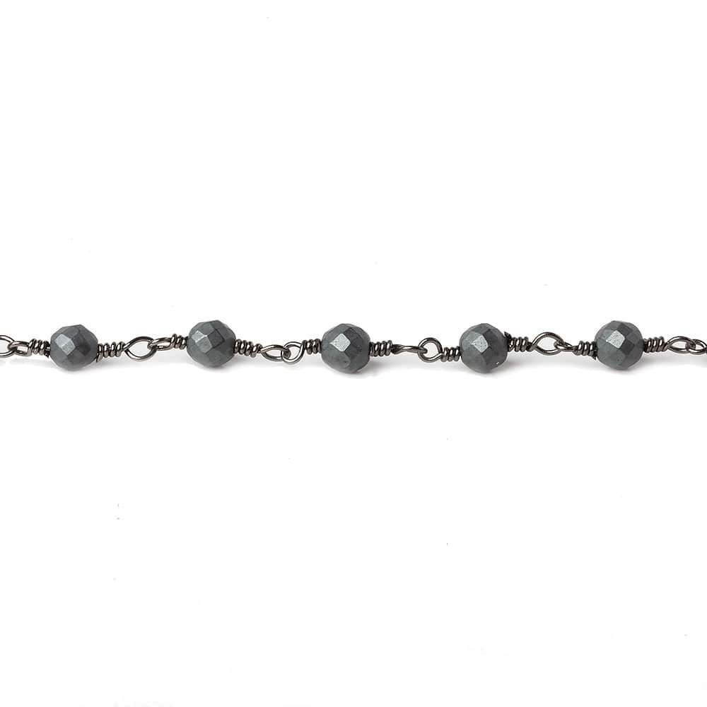 4mm Matte Hematite faceted round Black Gold chain by the foot 32 pieces (ONLINE ORDER ONLY)