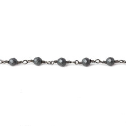 4mm Matte Hematite faceted round Black Gold chain by the foot 32 pieces (ONLINE ORDER ONLY)