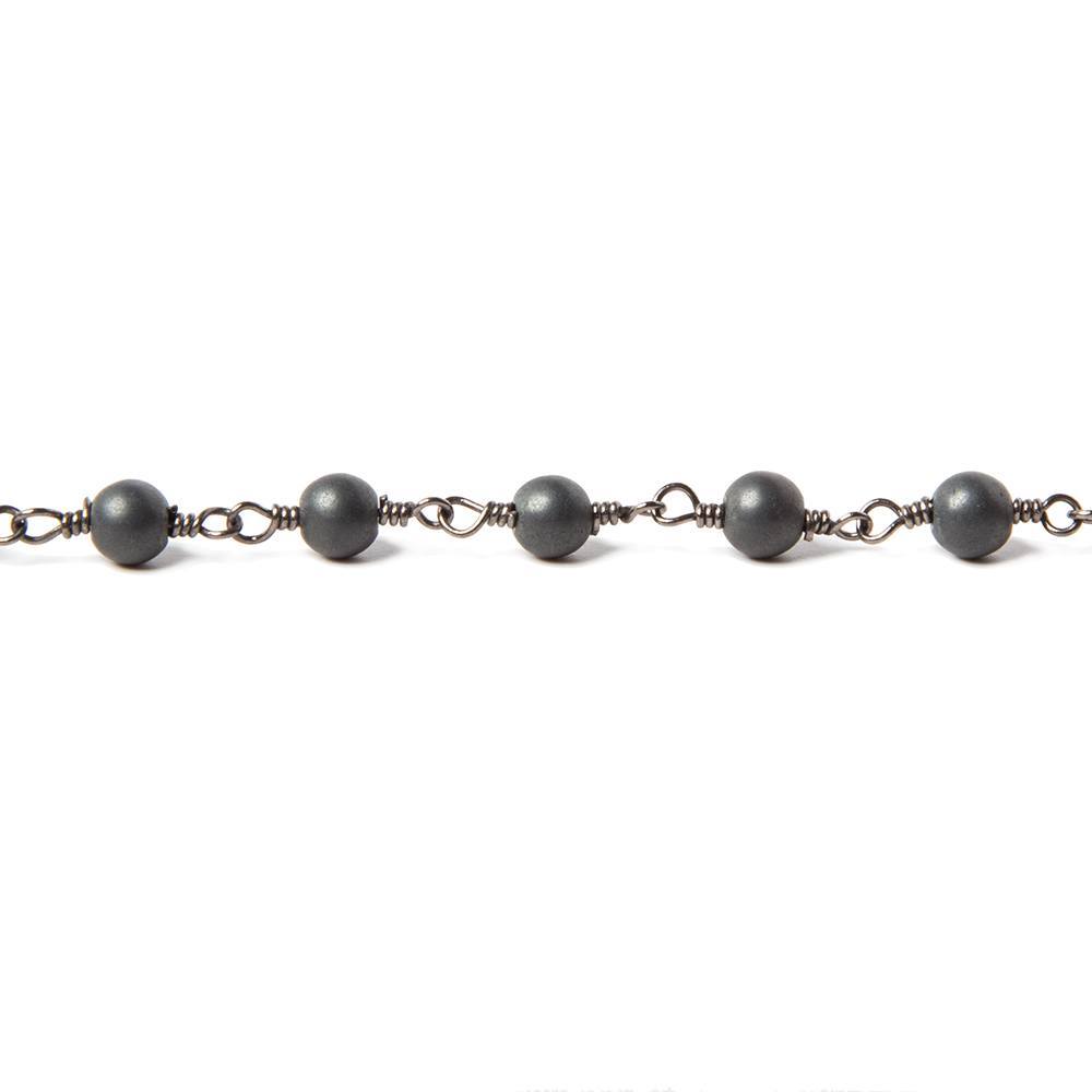 4mm Matte Hematite plain round Black Gold Chain by the foot 27 pcs (ONLINE ORDER ONLY)