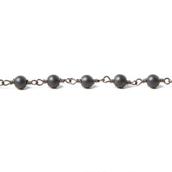 4mm Matte Hematite plain round Black Gold Chain by the foot 27 pcs (ONLINE ORDER ONLY)