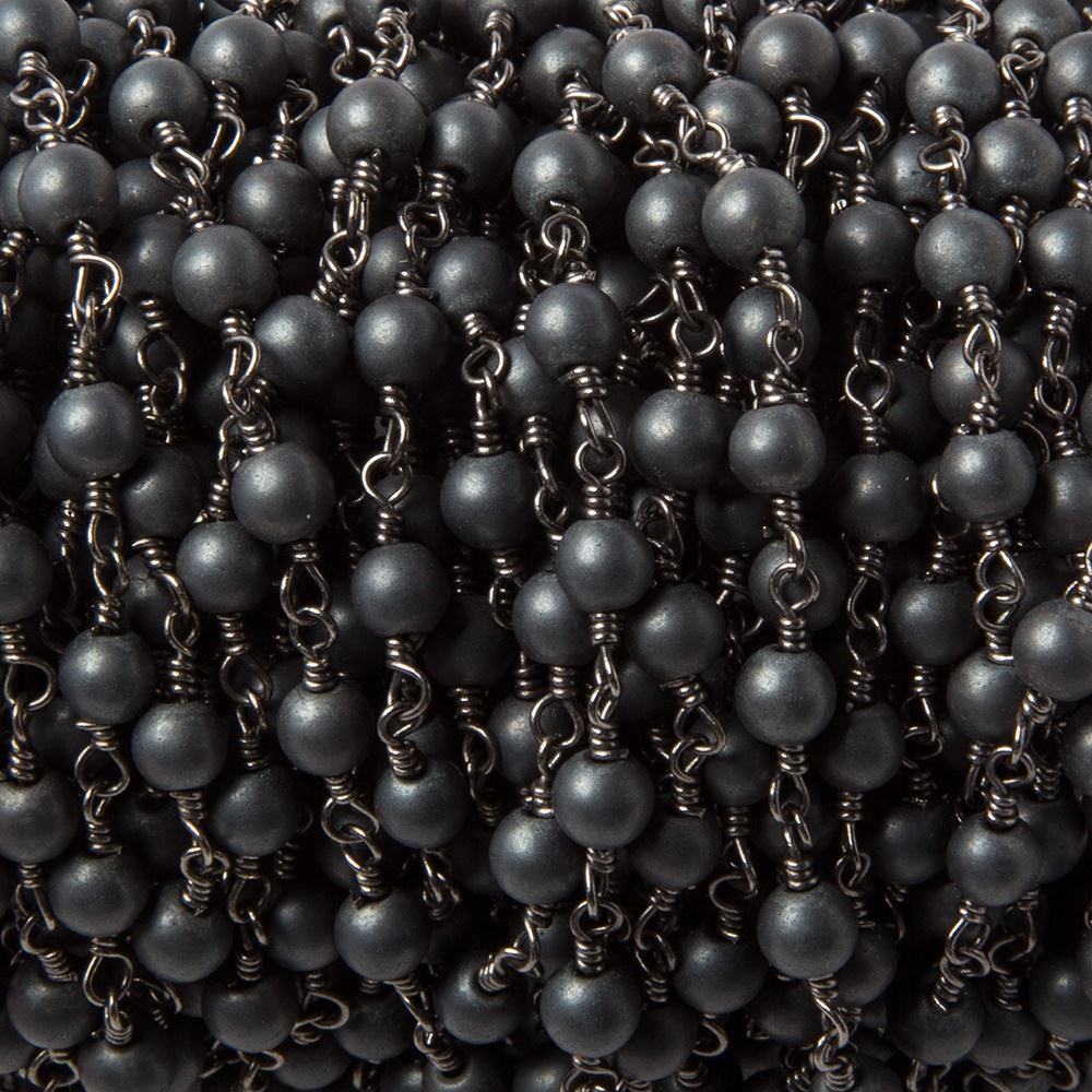 4mm Matte Hematite plain round Black Gold Chain by the foot 27 pcs (ONLINE ORDER ONLY)