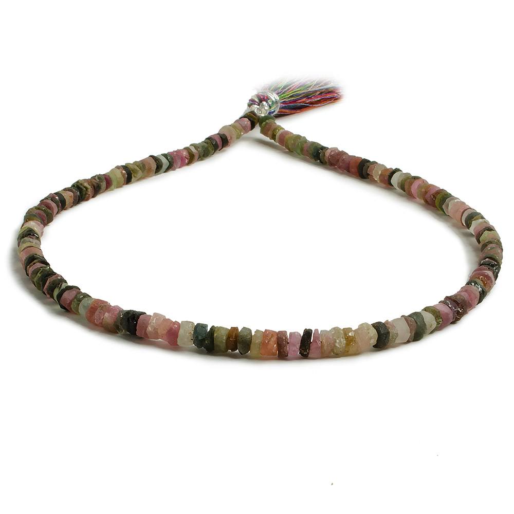 4mm Matte Multi Color Tourmaline plain heshi beads 12 inch 157 (ONLINE ORDER ONLY)