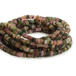 4mm Matte Multi Color Tourmaline plain heshi beads 12 inch 157 (ONLINE ORDER ONLY)