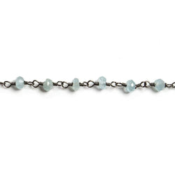 4mm Milky Aquamarine faceted rondelle Black Gold Chain by the foot 34 pieces (ONLINE ORDER ONLY)