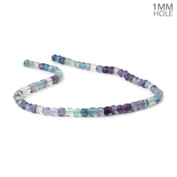 4mm Multi Color Fluorite Micro Faceted Cubes 12 Inch 85 Beads 1mm Large Hole (ONLINE ORDER ONLY)