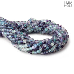 4mm Multi Color Fluorite Micro Faceted Cubes 12 Inch 85 Beads 1mm Large Hole (ONLINE ORDER ONLY)