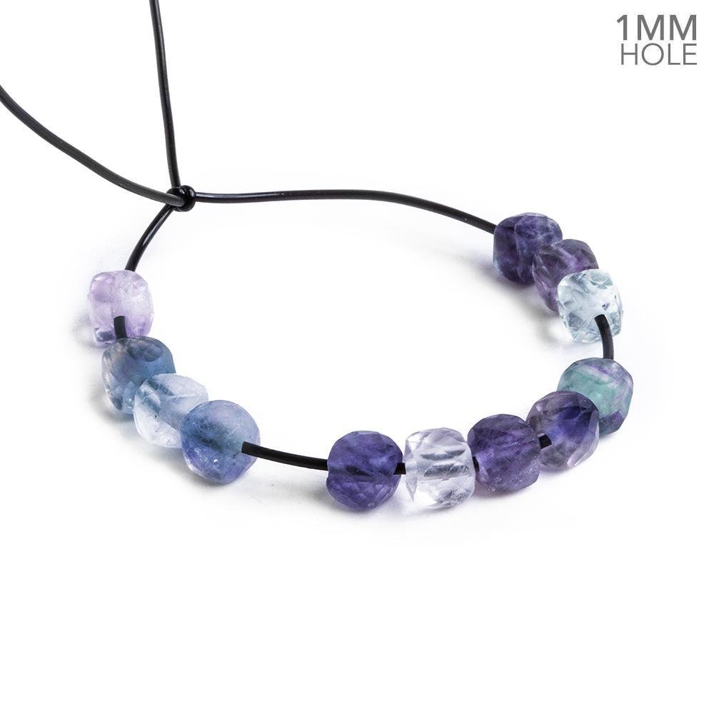 4mm Multi Color Fluorite Micro Faceted Cubes 12 Inch 85 Beads 1mm Large Hole (ONLINE ORDER ONLY)