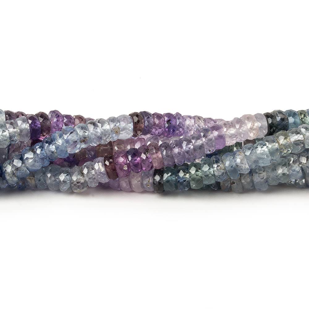4mm Multi Color Sapphire faceted rondelle beads 15 inch 205 pieces AAA (ONLINE ORDER ONLY)