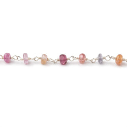 4mm Multi Color Spinel Plain Rondelles on .925 Silver Hand Wrapped Chain (ONLINE ORDER ONLY)