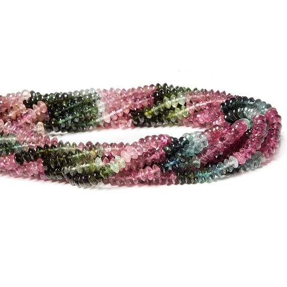 4mm Multi Color Tourmaline Beads Plain Disc Rondelle (ONLINE ORDER ONLY)