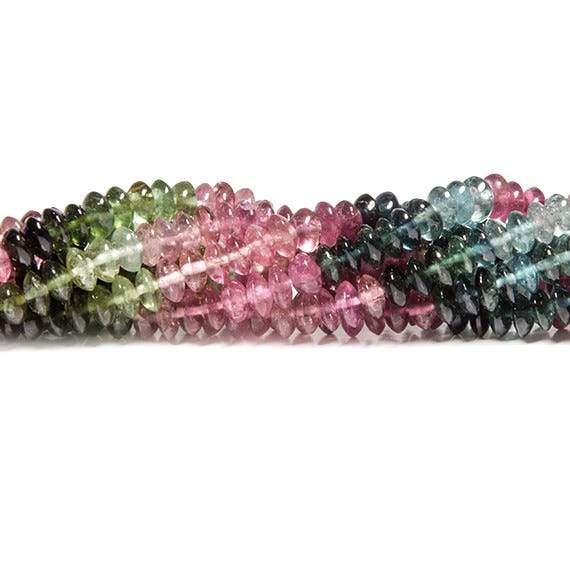 4mm Multi Color Tourmaline Beads Plain Disc Rondelle (ONLINE ORDER ONLY)