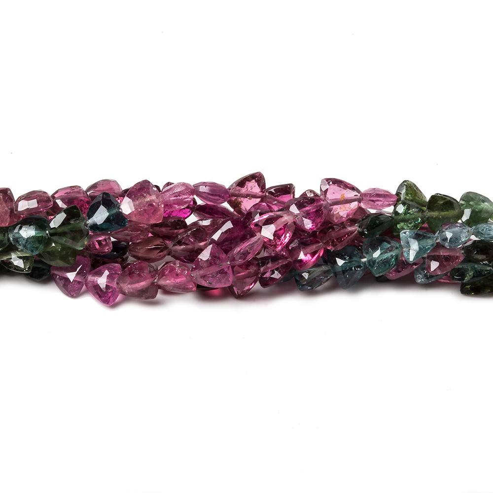 4mm Multi Color Tourmaline faceted trillion beads 18 inch 118 pieces AA (ONLINE ORDER ONLY)