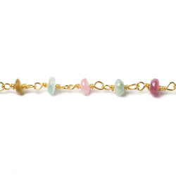 4mm Multi Color Tourmaline plain rondelle Vermeil Chain by the foot 38 pieces (ONLINE ORDER ONLY)