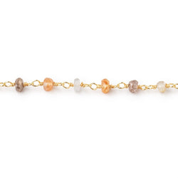 4mm Multi Color Zircon Faceted Rondelle Beads on Vermeil Chain