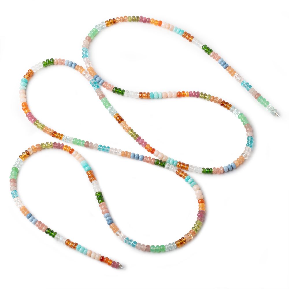 4mm Multi Gemstone Plain Rondelle Beads 36 inch 366 pieces AA (ONLINE ORDER ONLY)
