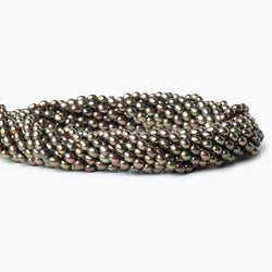 4mm Mushroom Green Straight Drilled Oval Freshwater Pearls, 15 inch, 90 pieces (ONLINE ORDER ONLY)