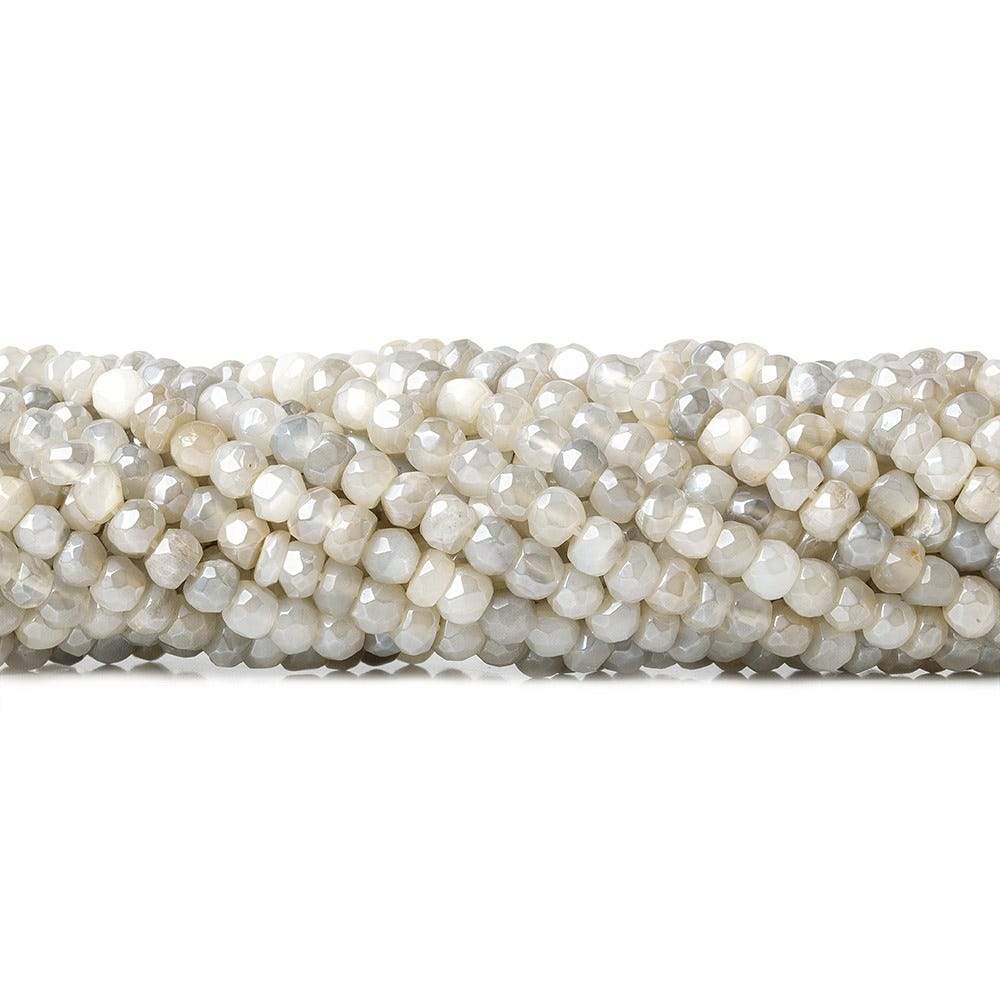 5mm Mystic Off White & Grey Moonstone faceted rondelle beads 13 inch 100 pieces (ONLINE ORDER ONLY)