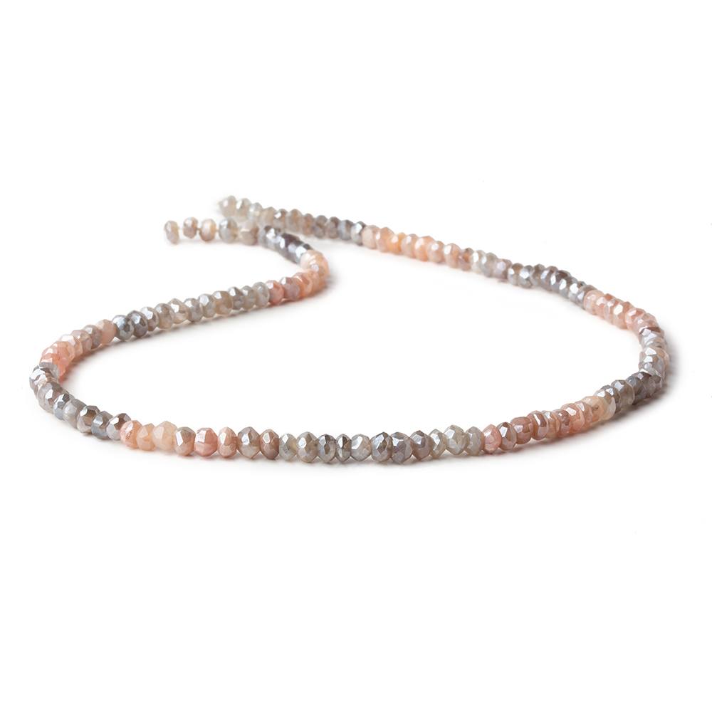 3-4mm Mystic Peach & Grey Moonstone faceted rondelle beads 13 inch 119 pieces (ONLINE ORDER ONLY)
