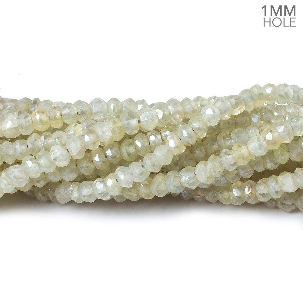 4mm Mystic Prehnite faceted rondelle beads 1mm hole 12 inch 132 pieces (ONLINE ORDER ONLY)