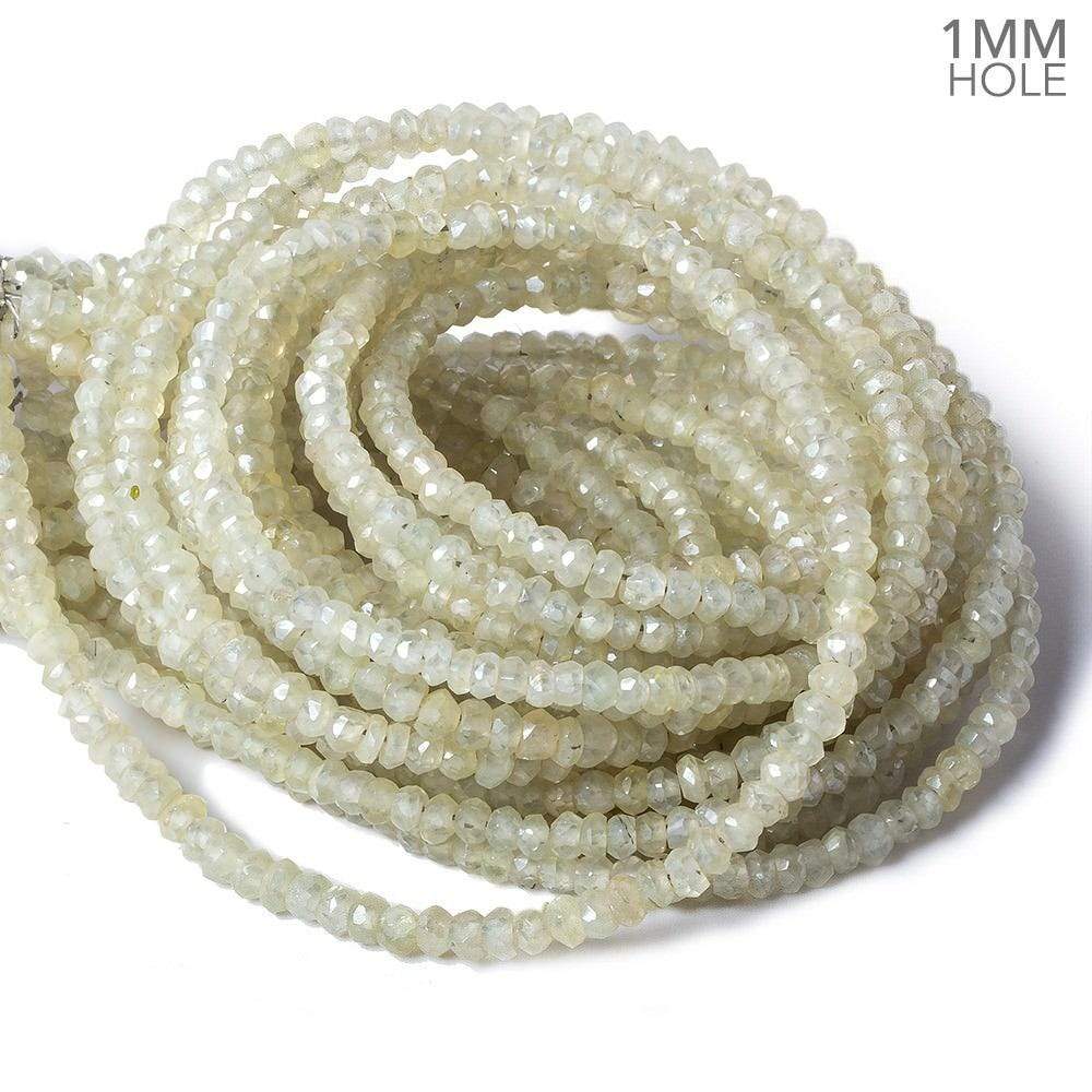 4mm Mystic Prehnite faceted rondelle beads 1mm hole 12 inch 132 pieces (ONLINE ORDER ONLY)