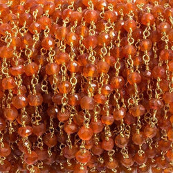 4mm Carnelian faceted rondelle Gold Chain by the foot 34 pieces (ONLINE ORDER ONLY)