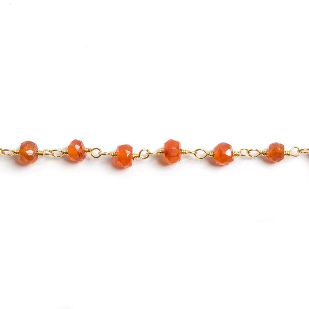 4mm Carnelian faceted rondelle Gold Chain by the foot 34 pieces (ONLINE ORDER ONLY)