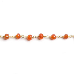 4mm Carnelian faceted rondelle Gold Chain by the foot 34 pieces (ONLINE ORDER ONLY)
