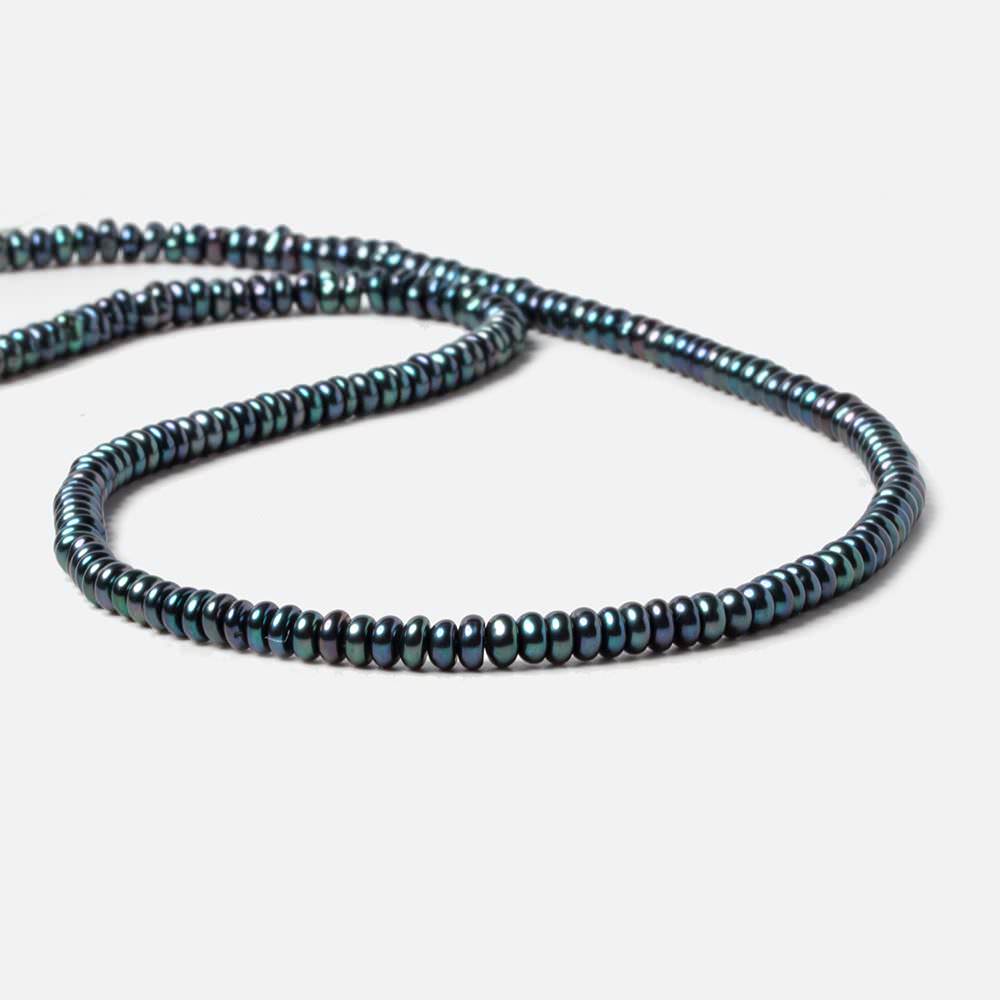 4mm Peacock Teal Center Drilled Button Freshwater Pearls 15 inch 149 pieces (ONLINE ORDER ONLY)