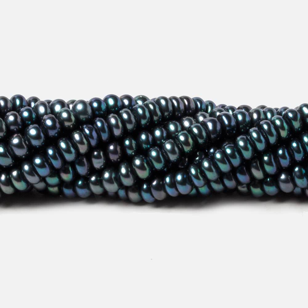 4mm Peacock Teal Center Drilled Button Freshwater Pearls 15 inch 149 pieces (ONLINE ORDER ONLY)