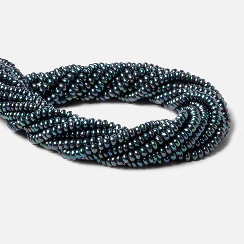 4mm Peacock Teal Center Drilled Button Freshwater Pearls 15 inch 149 pieces (ONLINE ORDER ONLY)